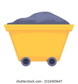 Mine wagon icon cartoon vector. Mining industry. Work sand