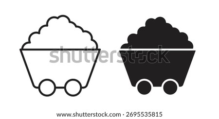 Mine wagon icon illustrations collection. editable stroke outline and flat style