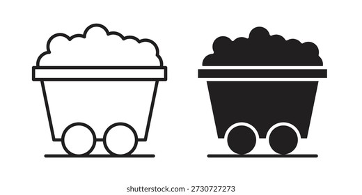 Mine wagon iconos para el diseño. Trazo fácilmente editable. Diseño plano moderno.