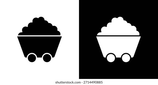 Mine wagon icons vector silhouette design. Vector flat graphic design illustration.