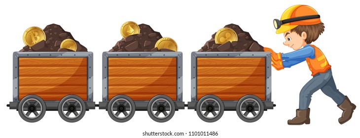 A Mine Worker on White Background illustration