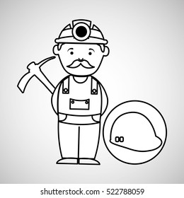mine worker pickaxe with helmet vector illustration eps 10