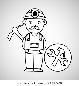 mine worker pickaxe with tools vector illustration eps 10