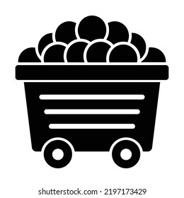 Minecart schwarzes Symbol. Geeignet für Website-, Content Design-, Poster-, Banner- oder Videobearbeitung