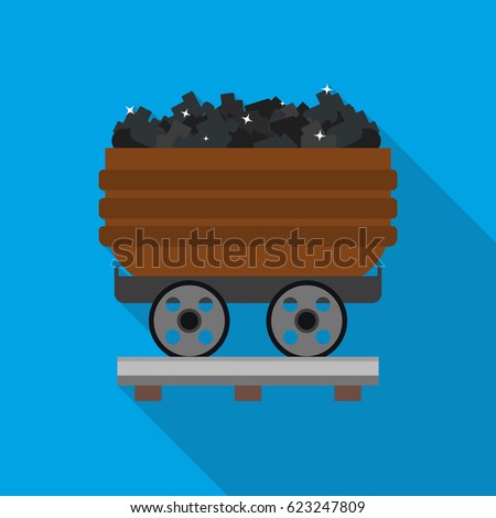 Minecart icon in flat style isolated on white background. Mine symbol stock vector illustration.