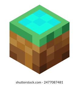 A Minecraft block features a blue square at the center