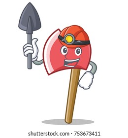 Miner axe character cartoon style vector illustration