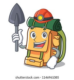 Miner backpack mascot cartoon style