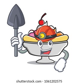 Miner banana split mascot cartoon