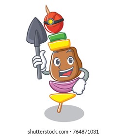 Miner barbecue character cartoon style