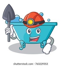 Miner bathtub character cartoon style