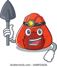 Miner bean bag chair isolated with mascot