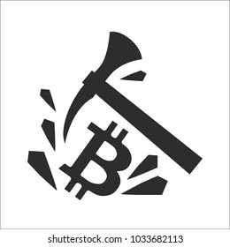 Miner bitcoin crypto currency symbol icon 