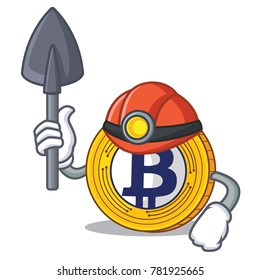 Miner Bitcoin Gold character cartoon