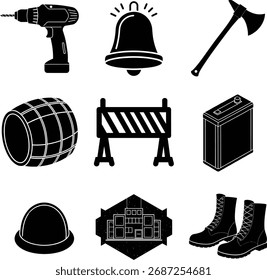 Vector negro minero aislado sobre fondo blanco