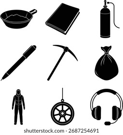 Miner Black Vector Isolated On White Background