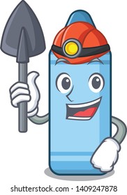Miner blue crayon in the character shape