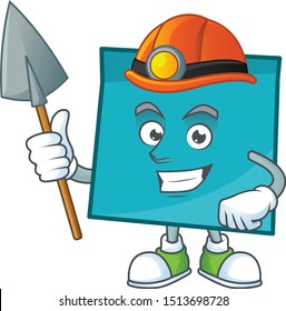 Miner blue rectangle sticker paper on white background.