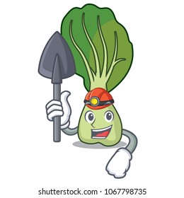 Miner bok choy mascot cartoon