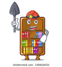 Miner bookcase isolated in the with characters