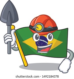 Miner brazil flag hoisted on character pole
