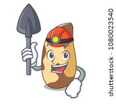 Miner brazil nut mascot cartoon