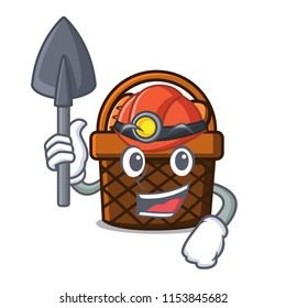 Miner bread basket mascot cartoon