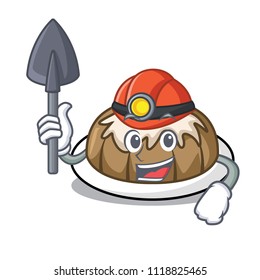 Miner bundt cake mascot cartoon