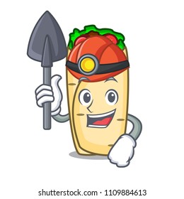 Miner burrito mascot cartoon style