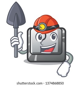 Miner button O in the cartoon shape