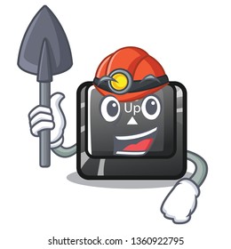 Miner button page up on computer cartoon