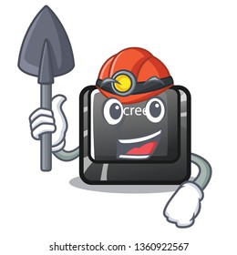 Miner button print screen isolated with cartoon