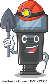 Miner camera flash in a cartoon bag