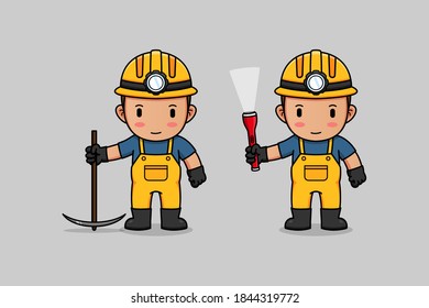 Miner carrying torchlight and stone axe