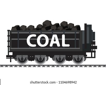 Miner cart coal wagon with pile of charcoal,coal