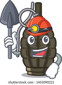 Miner cartoon grenade a in the bag
