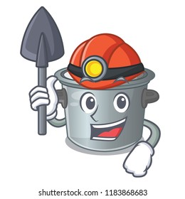 Miner cartoon stock pot used cooking food