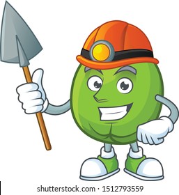 Miner casimiroa fruit cartoon character with mascot