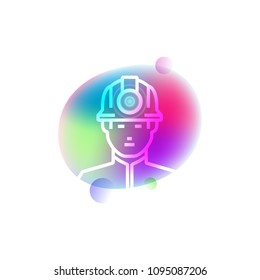 Miner in casque neon icon