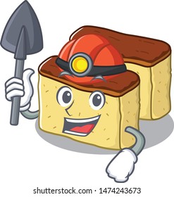 Miner castella cake in the mascot shape