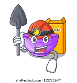 Miner cereal box in the shape mascot