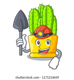 Miner cereus cactus in a pot cartoon