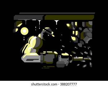 Miner character design flat