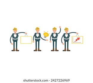 miner characters in various poses vector set