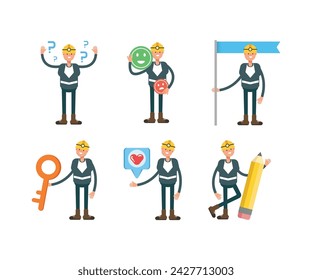 miner characters in various poses vector set