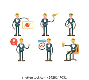 miner personajes en varias poses vector conjunto