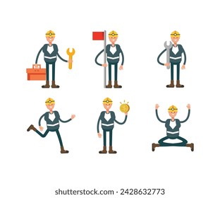 miner characters in various poses vector set