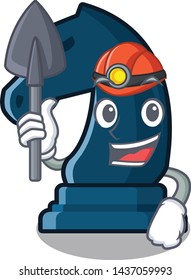 Miner chess knight isolated with the cartoon