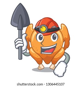 Miner chicken roast is isolated with characters