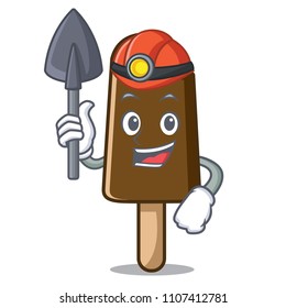 Miner chocolate ice cream mascot cartoon